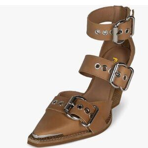FSJ Brown Buckle Strap Heels